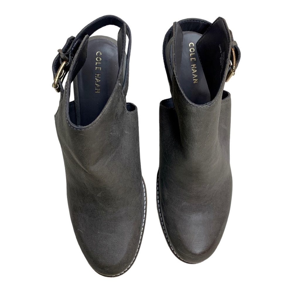 Cole Haan Pippa Leather Slingback Block Heel Booties Stormcloud Size 10B - Picture 8 of 12